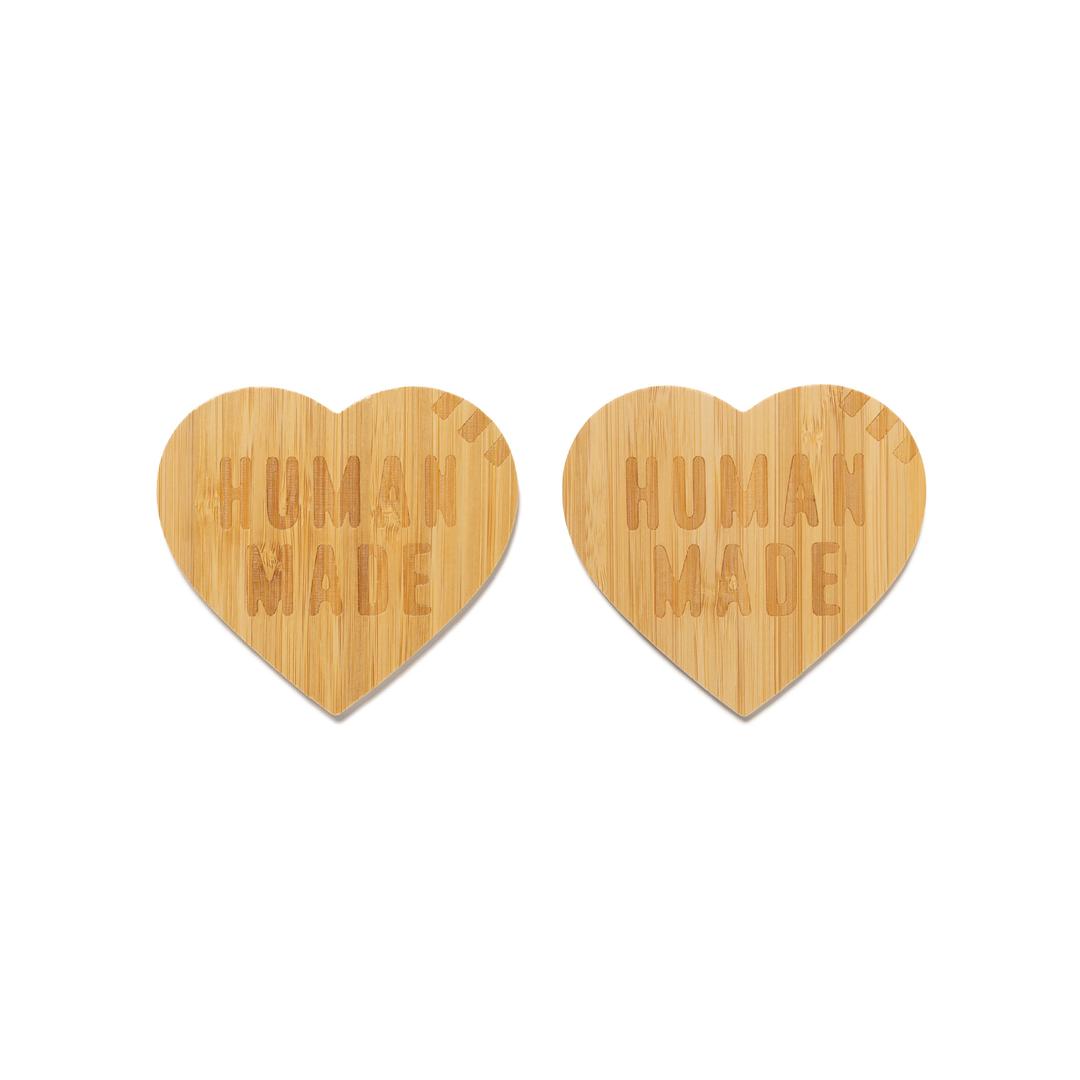 HEART BAMBOO COASTER SET 2P - BEIGE / F