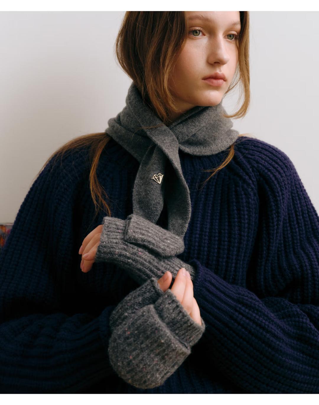 [디자인변경]그레이 울혼방 오픈형 손모아장갑