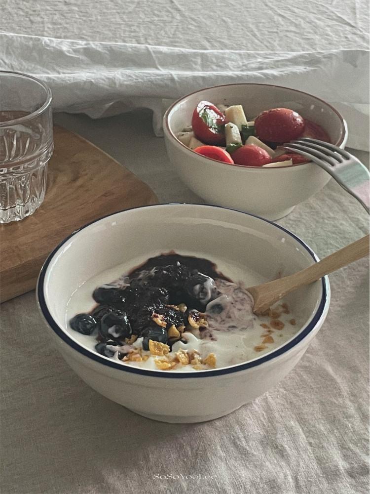 Line Ceramic Bowl(4 color, 2 size)/ 요거트 수프볼 밥공기 국그릇