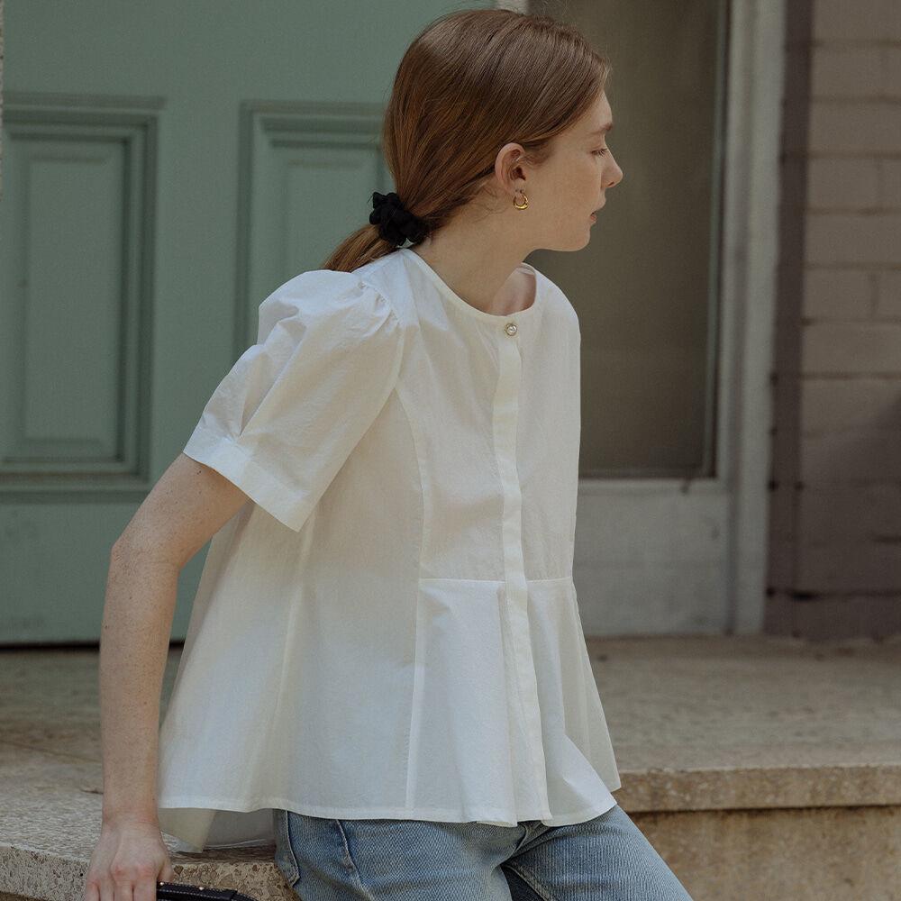 Pearl point flare blouse[2color]