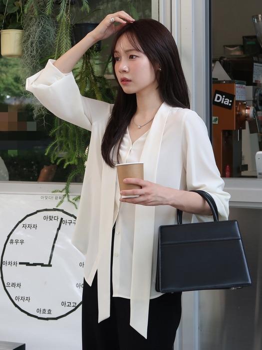 [Drama Signature] Tie-Collar Silky Blouse_6color