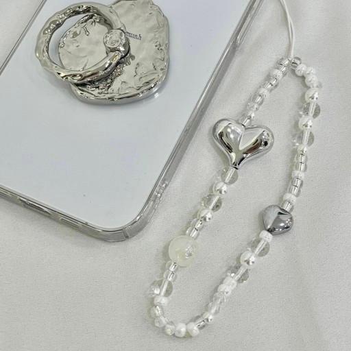 🤍실버 하트 진주 비즈폰줄 비즈스트랩🤍✨