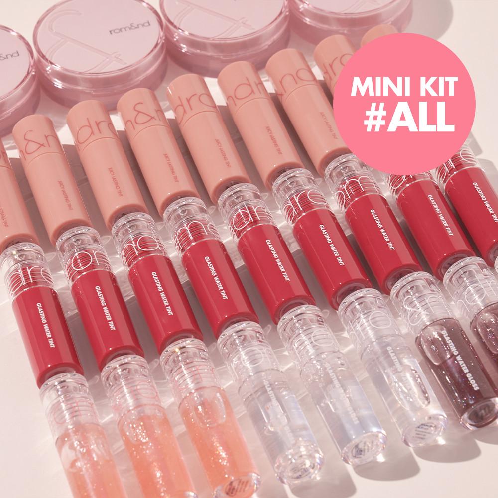 [4종세트] 롬앤 메이크업 MINI 키트 (쿠션+립+파우치+백미미니)