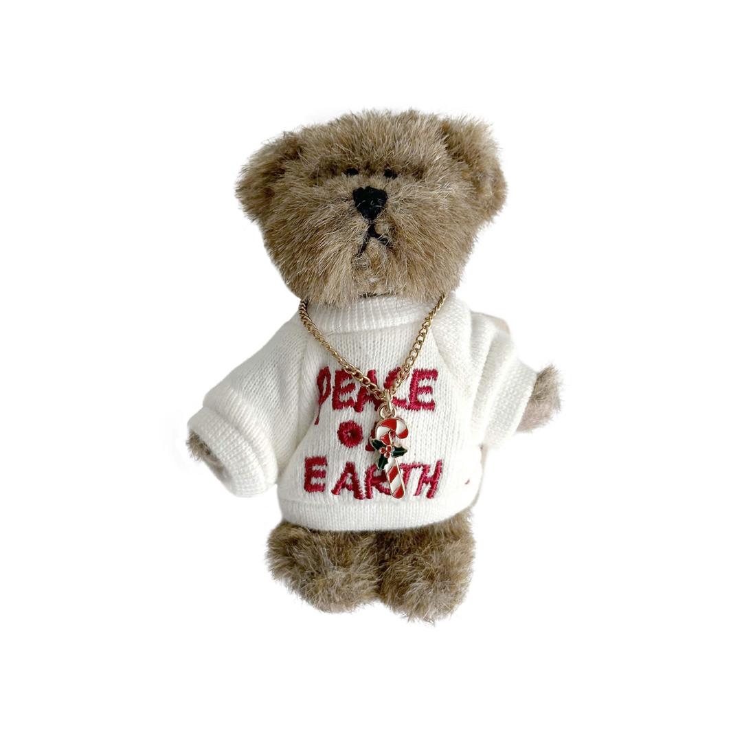 [Boyds] Boyds Mini Message Bear 'Peace on Earth\' + [CWM made] Candy Cane Necklace