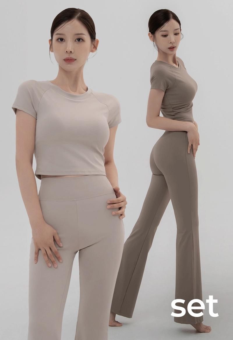 CONCHWEAR - [SET] 콘치 올인원 크롭탑&와일드 부츠컷 레깅스