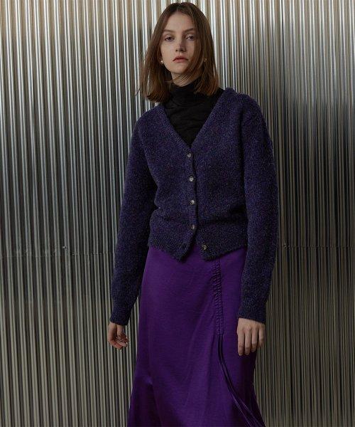 멀티 컬러 가디건 보라