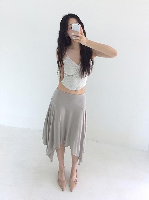 [CLaddA] chiffon flutter skirt, grayish khaki