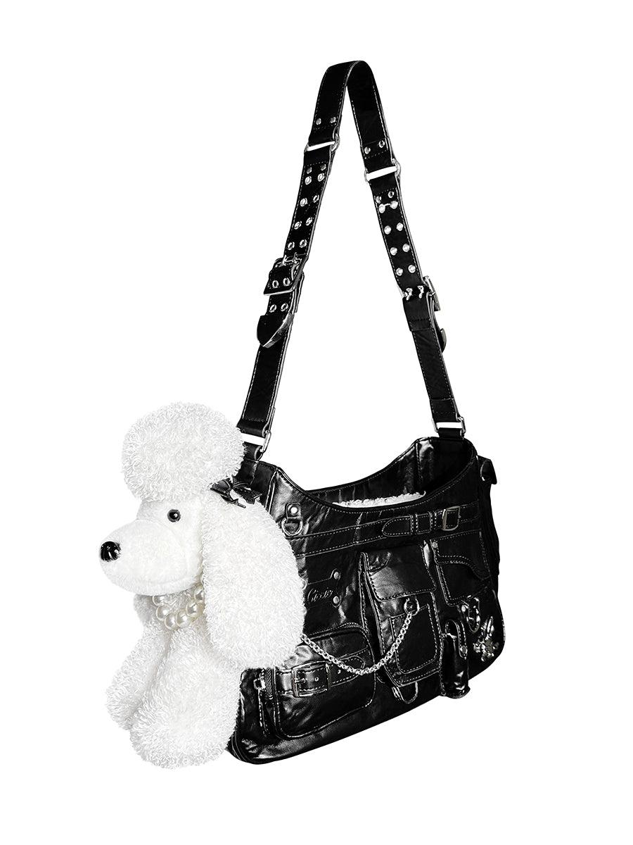 POODLE SHOULDER BAG - BLACK