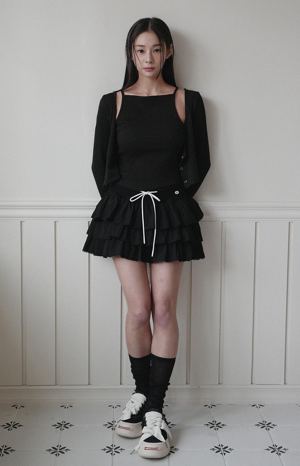 FRILL LACE MINI SKIRT (BLACK)