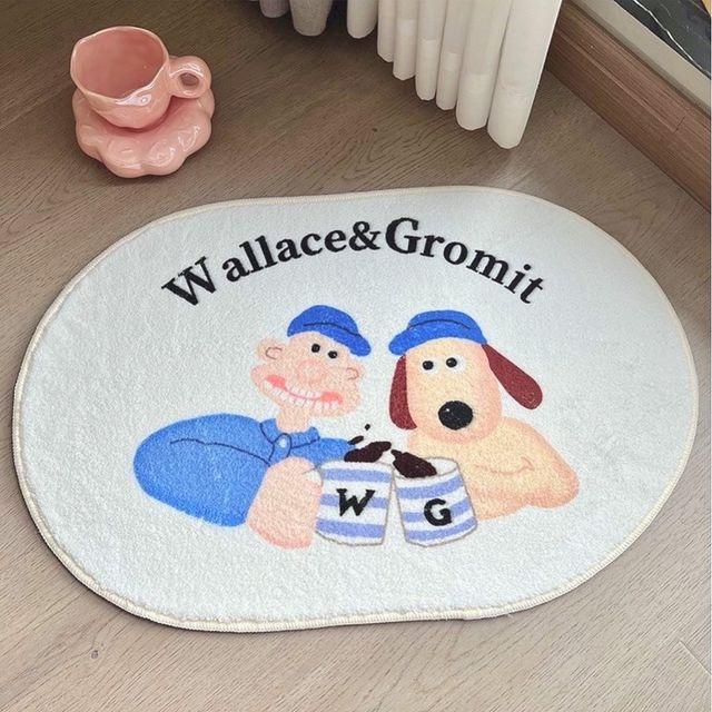 월레스와 그로밋 캐릭 타원형 러그 발매트