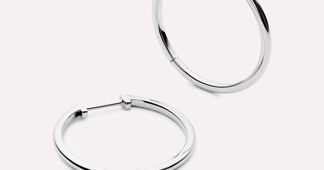Medium Slim Endless Hoops - Lo Medium Silver