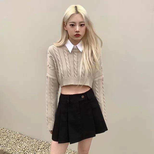 [간절기템/여리] 스프링 크롭 루즈 꽈배기 니트 3COL_논타이틀