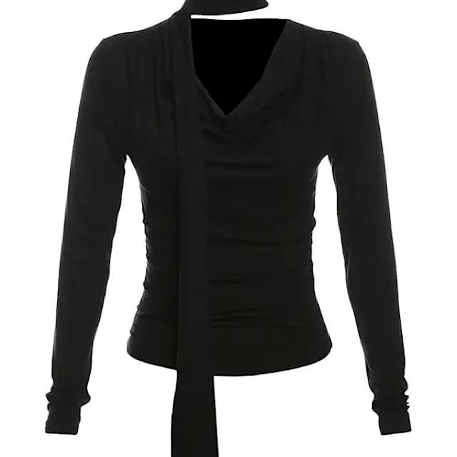 [브라세트]루비 초커 스카프 머플러 셔링 브이넥 코튼 티