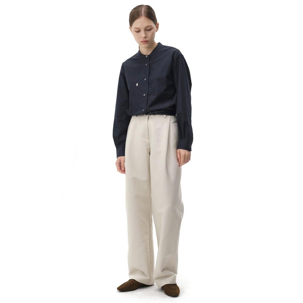 CHINA NECK BOXY SHIRT (NAVY)