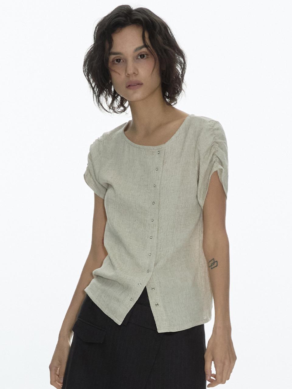 Linnen Button Top [Beige]