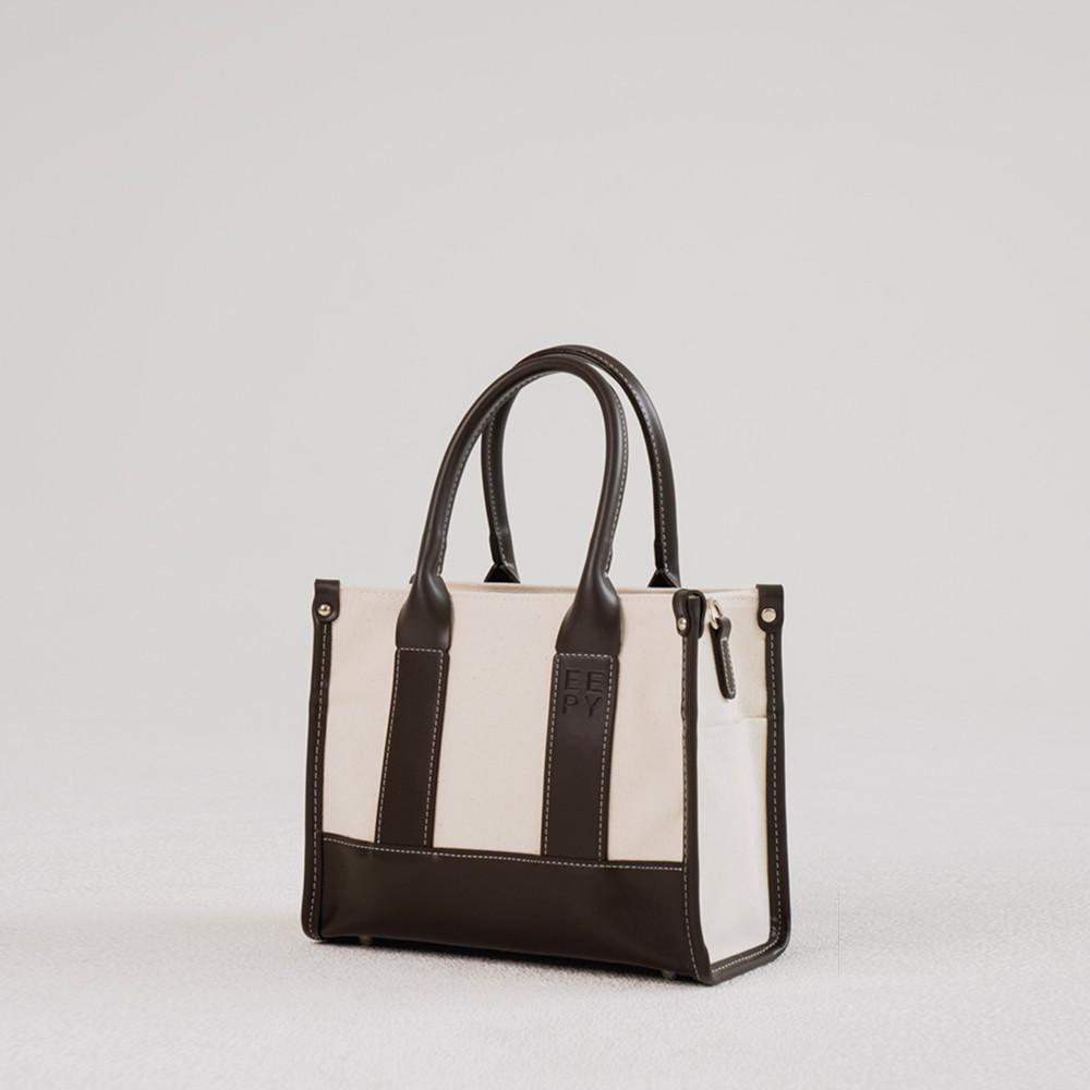 이피 아이브백 S 다크브라운 데일리 사각 캔버스 미니 숄더백