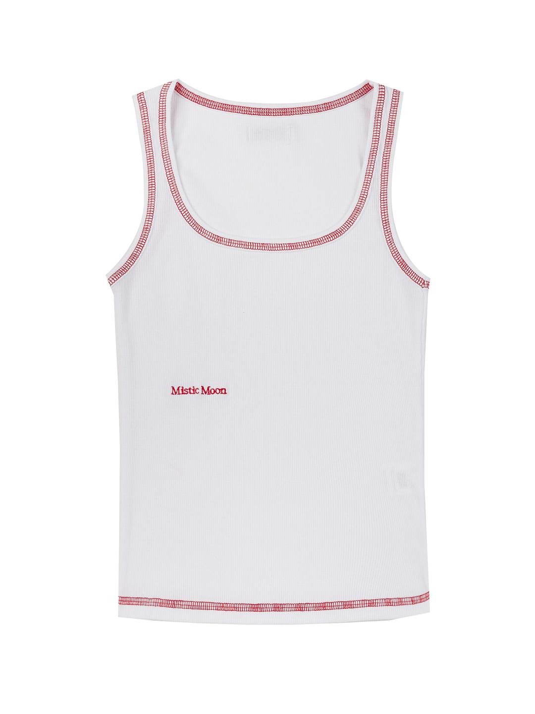 over stitch tank top(white)