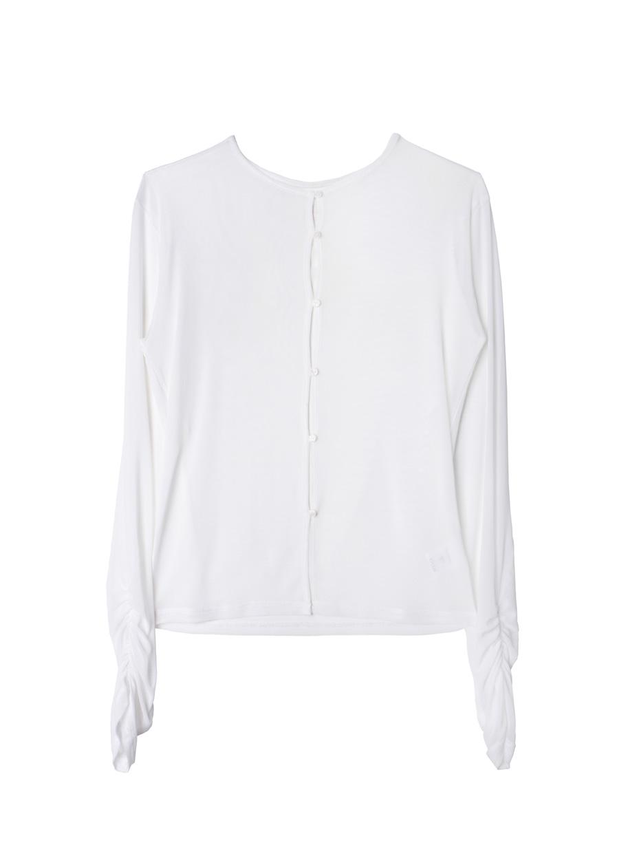 WRINKLE MESH CARDIGAN WHITE
