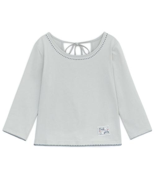 백 리본 카프리 슬리브 티 (그레이시 블루)