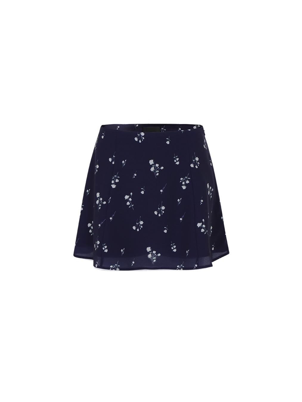 Floral flare skirt (Navy)