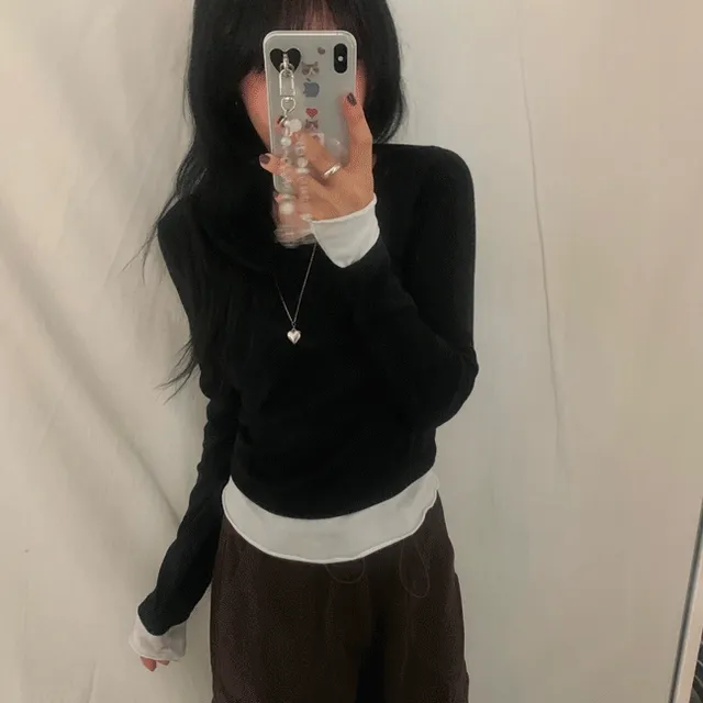 [가을/레이어드] 스판 텐셜 레이어드 배색 긴팔티