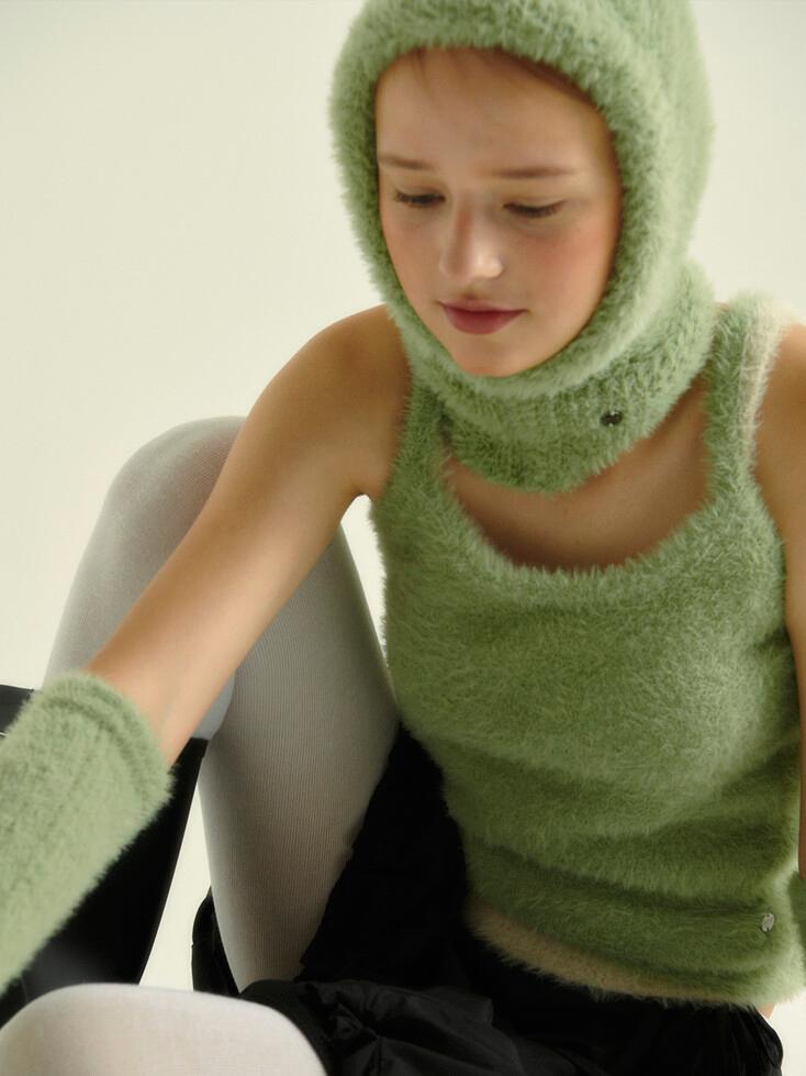 FUZZY KNIT BUSTIER_ GREEN
