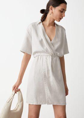 트위스트 웨이스트 트윌 미니 드레스