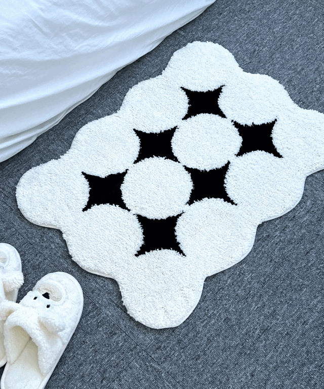 4size 아이보리 터프팅 다이아몬드 러그 비정형 침대 현관 주방 침실 발매트