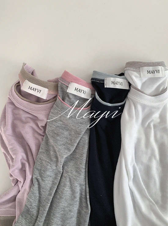 [봄더비🌼/Mayvi/봄/두장이상할인] New rainbow  배색 레이어드 티셔츠 (4 color)
