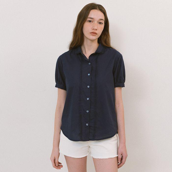 Lace Collar Blouse - Navy