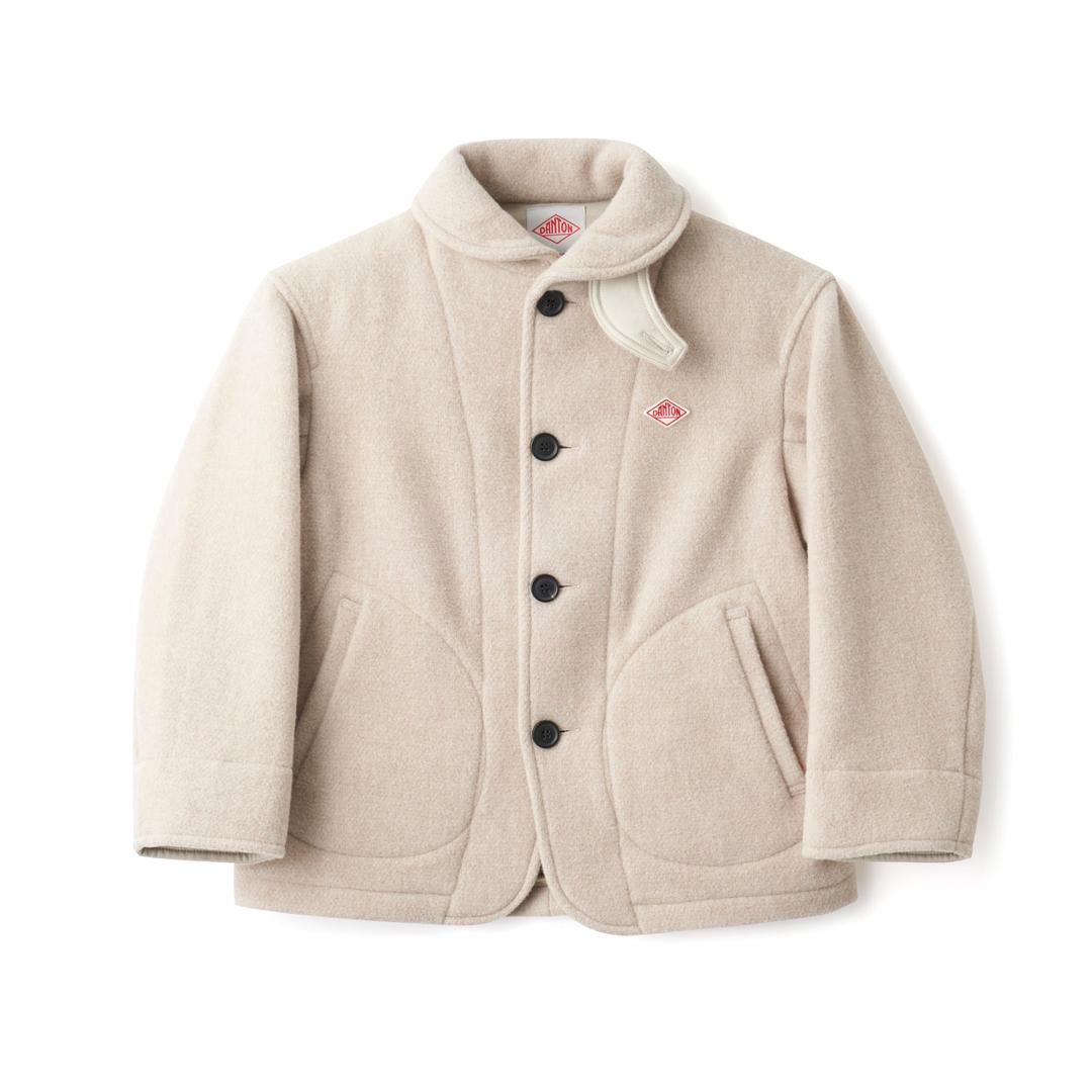 WOMEN'S WOOL PILE ROUND COLLAR JACKET - RAW BEIGE / 34
