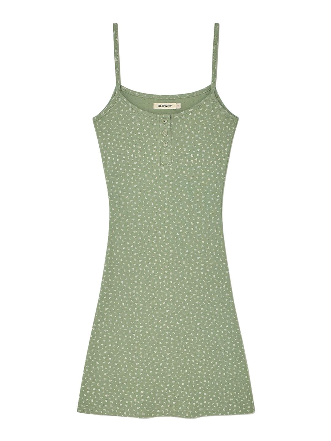 PROVINCE EYELET CAMI DRESS (MATCHA BLOOM)