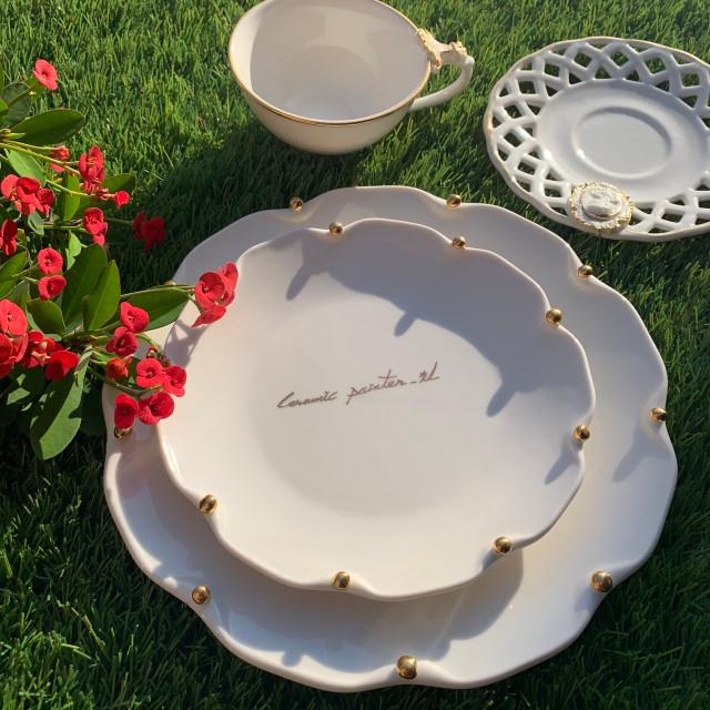 네오로코코  모던 앤티크 느낌  홈카페용  감성카페 디저트 브런치 접시 집들이선물 : 세라믹페인터일