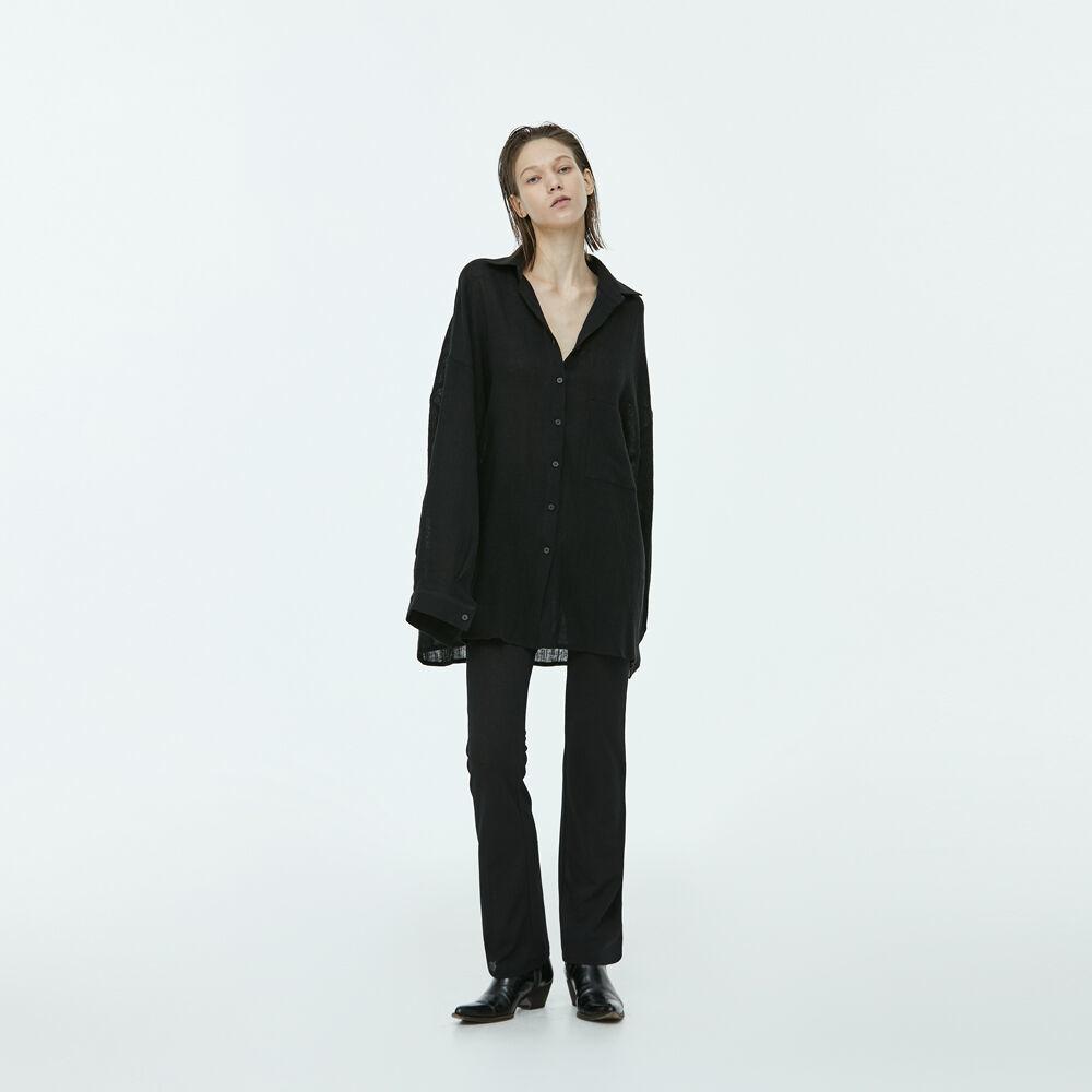 SS21 UNISEX AMU SIGNATURE LINEN SHIRT #BLACK