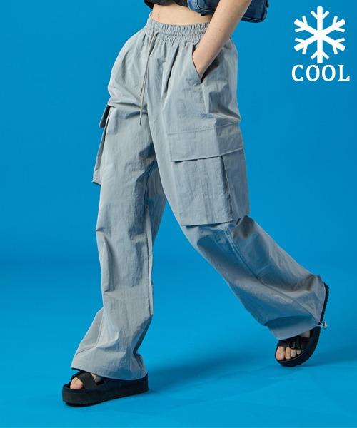 콜릿 여름 쿨링 바스락 와이드 밴딩 빅 입체 카고 슬랙스 팬츠 [소라그레이]