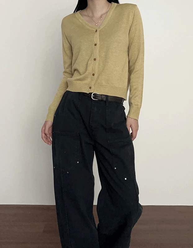 데일리 브이넥 니트 가디건 .A7218 (4color)