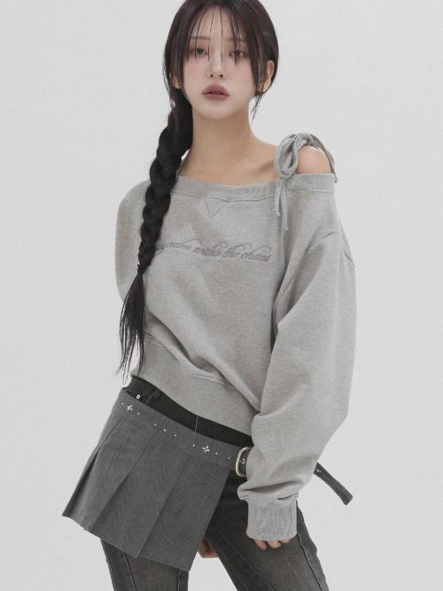 One-shoulder tie mtm (grey)