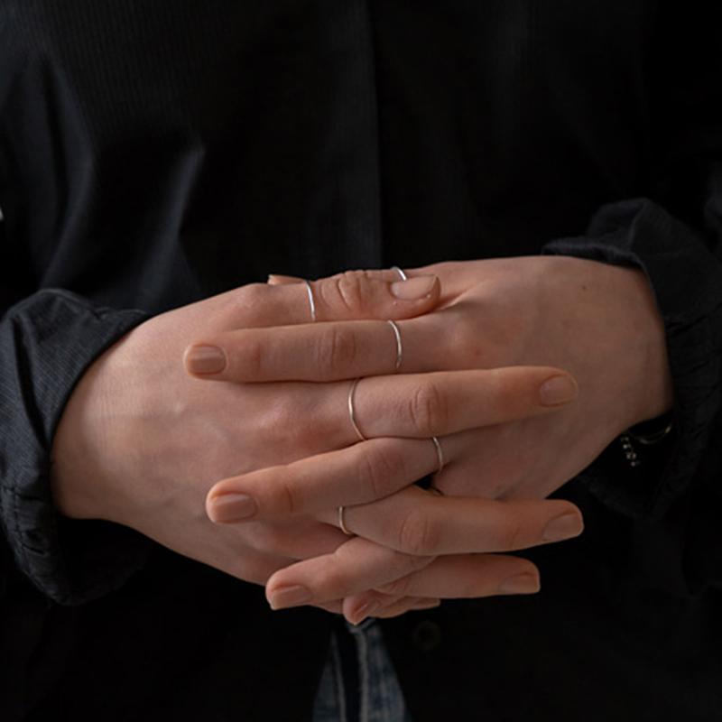 베이직 레이어드 실반지 (5set)