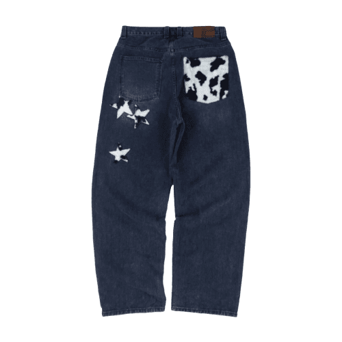 Cow Star Denim Pants Blue
