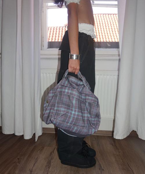 Three-Way Twill Bag Purple Check
