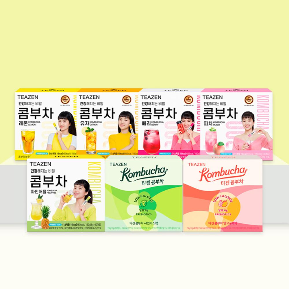 티젠 콤부차 챌린지 모든맛 패키지 30스틱X7박스 혼합(210스틱) [원산지:상세설명에 표시]