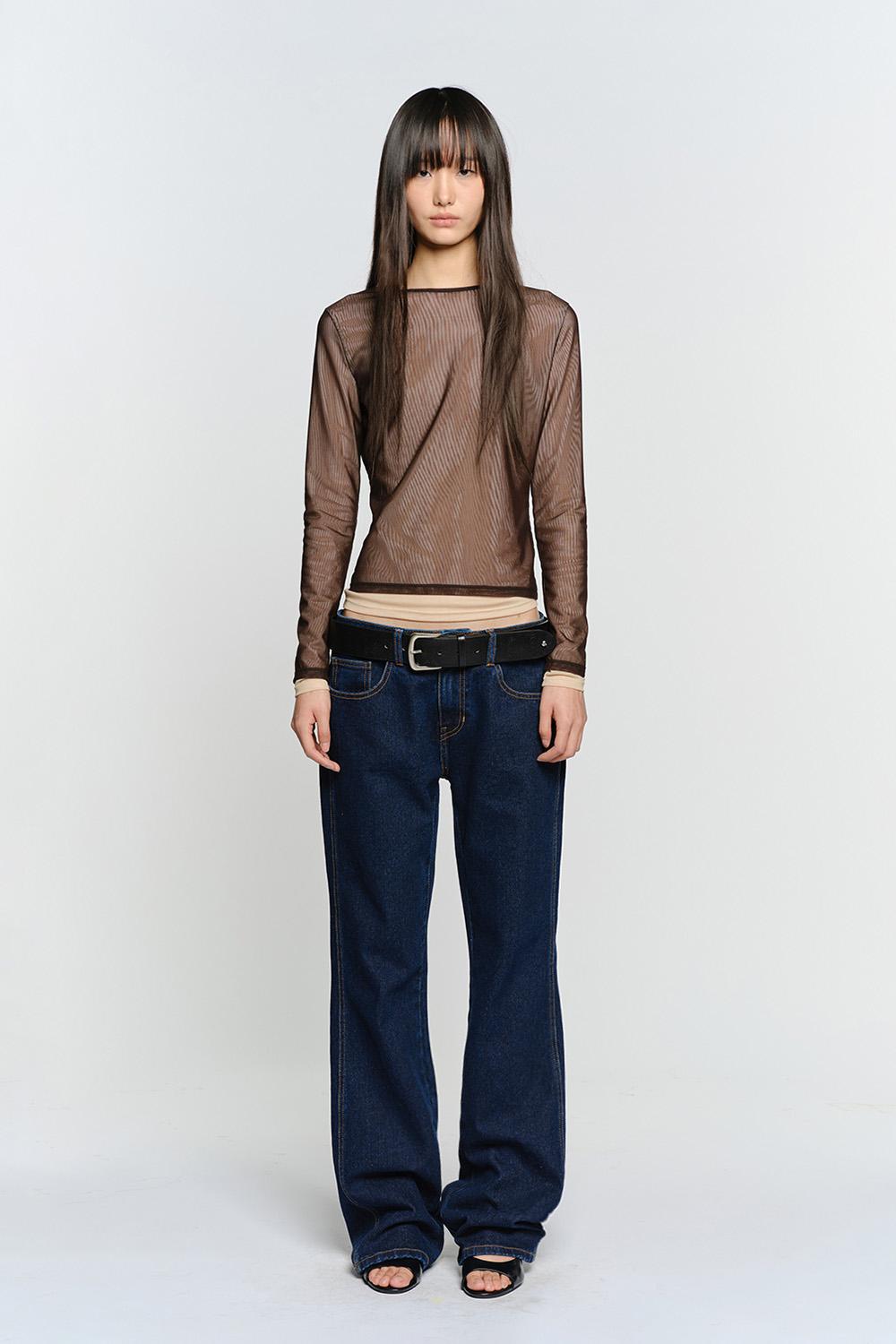 STRAIGHT SLIM DENIM PANTS, BLUE