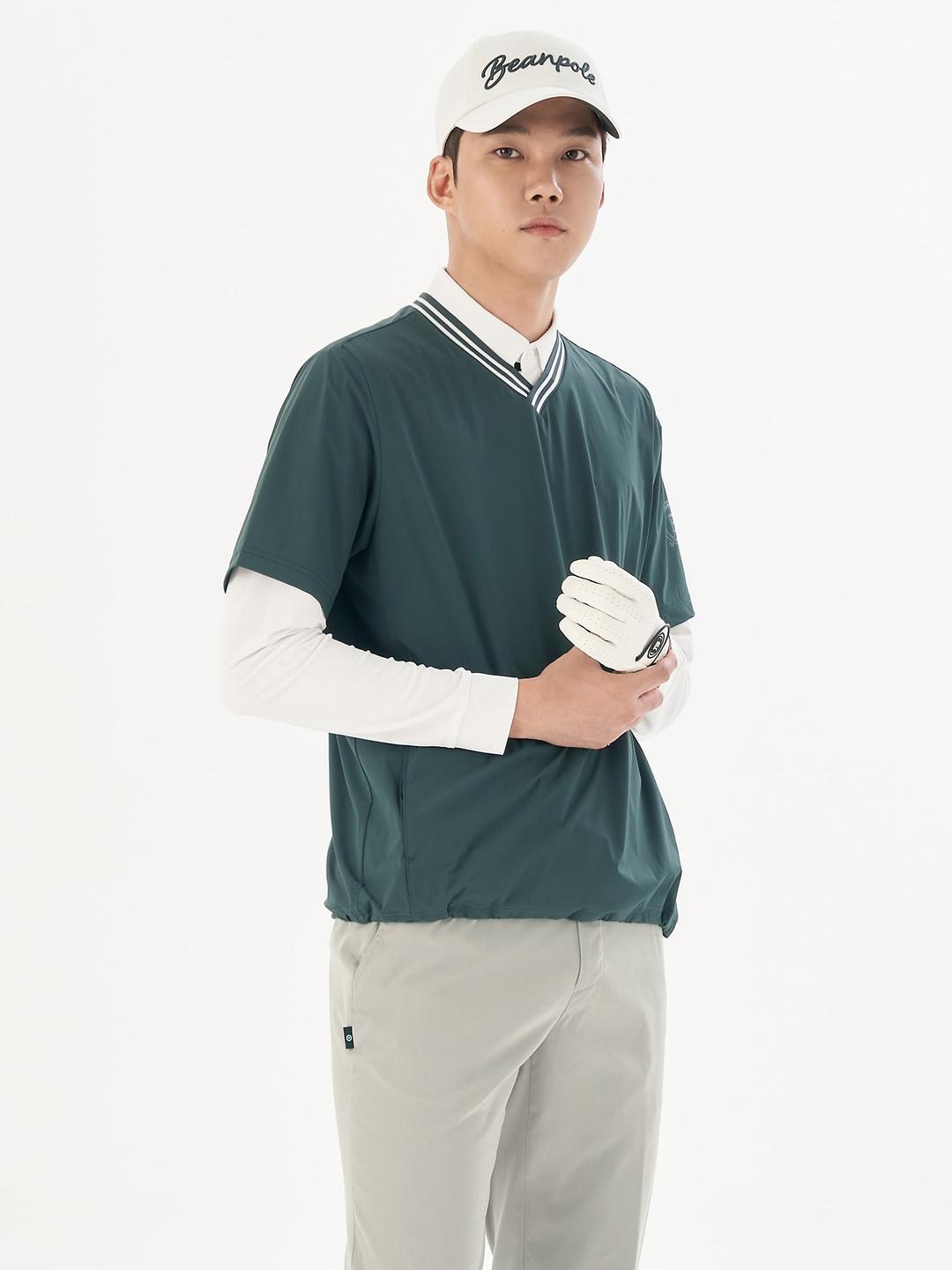 남성 V넥 반소매 아노락 - 그린
