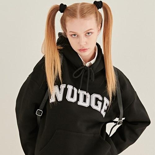 아치 스티치 로고 기모 후드티 (블랙)