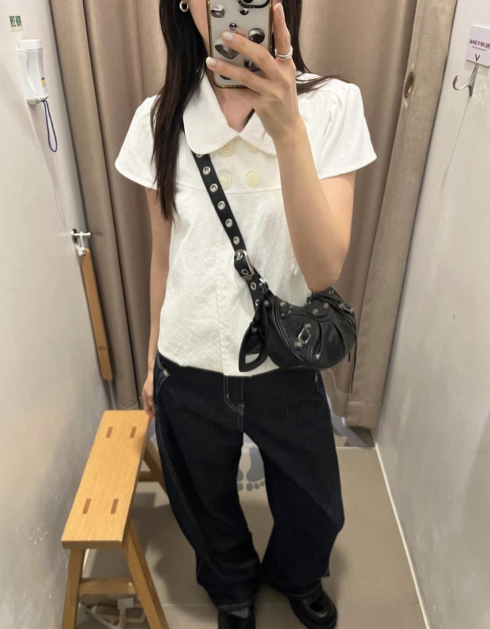 오브나인 코이 버튼 하프 jacket