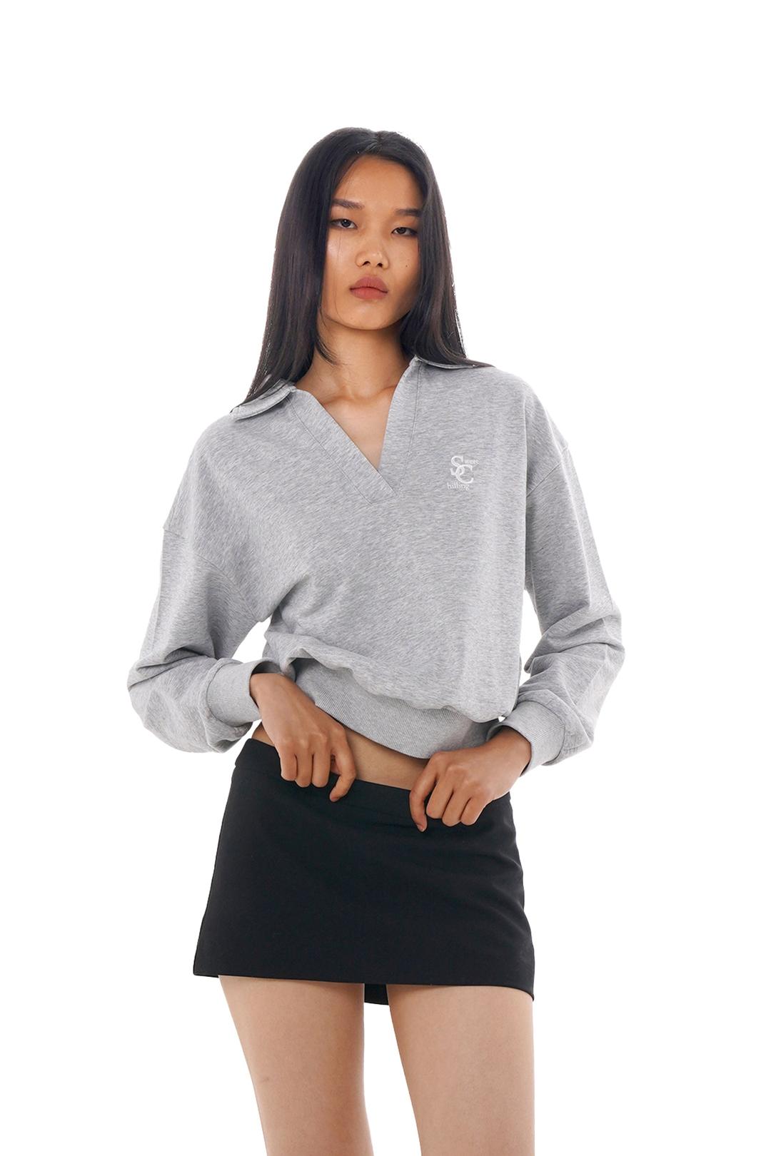 COLLARED CROP SWEATER SHIRT & FLARE SWEATER PANTS - XS / SWEATER SHIRT