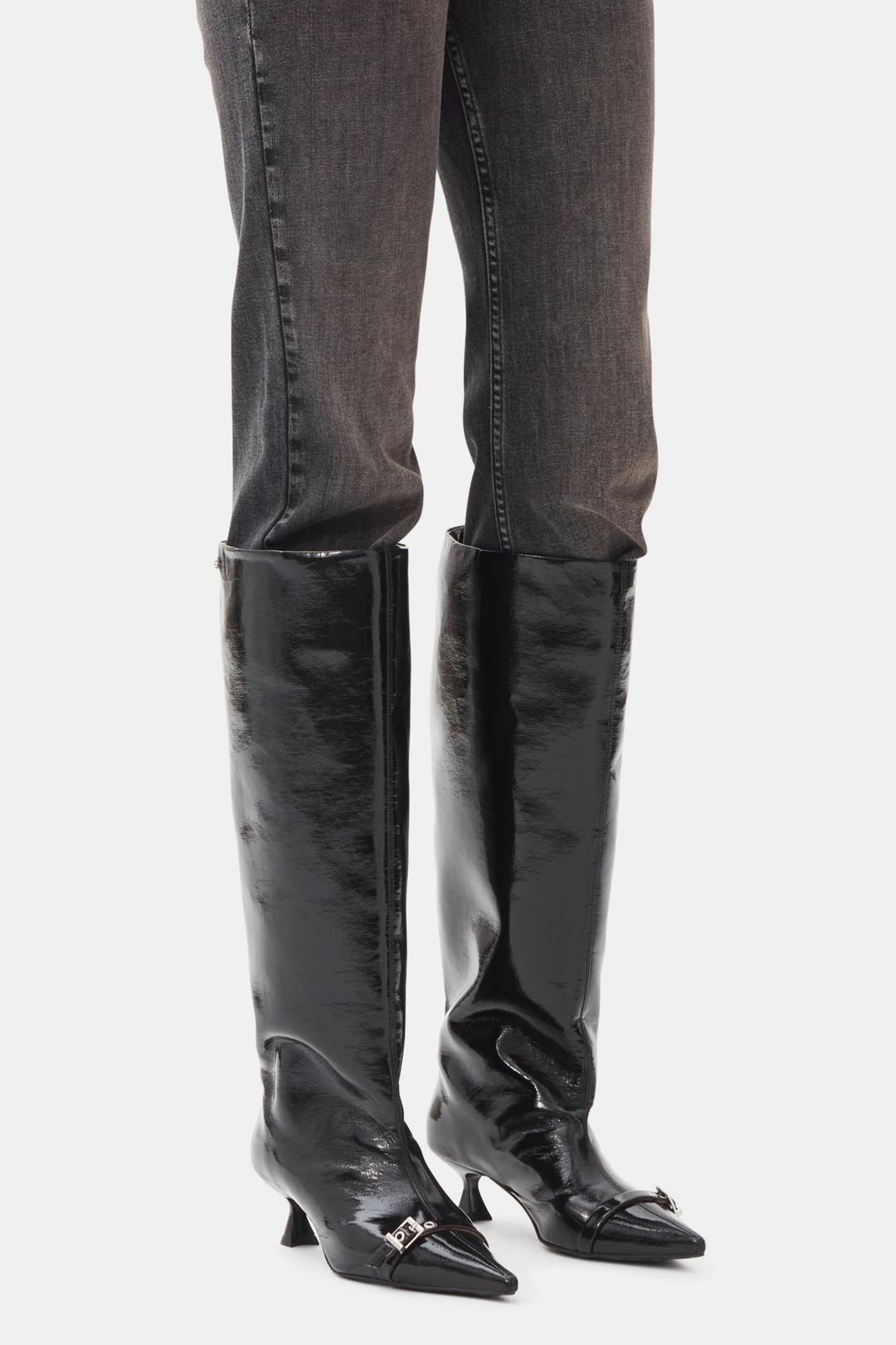 Black Eyelets Slouchy High Shaft Boots