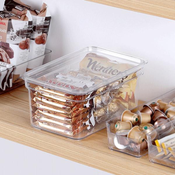 뚜껑 클리어 수납함 (중)