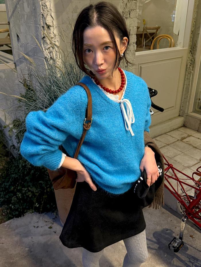 랜스 브이 니트 *블루