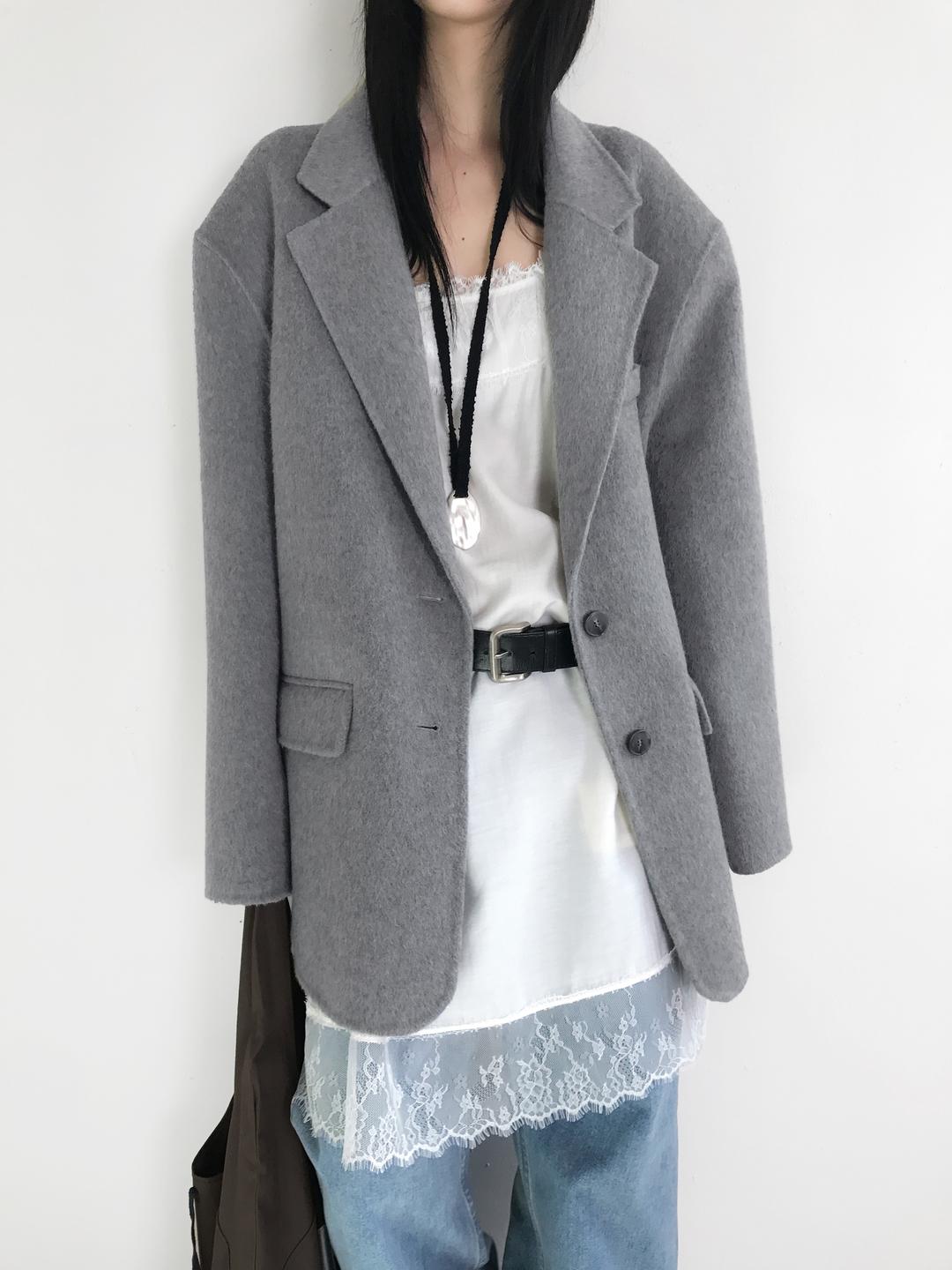 Hand made oversized half coat In Soft grey (2c)